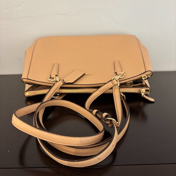 Coach Christie Carryall Tan Crossgrain Leather Satchel - Picture 5 of 13